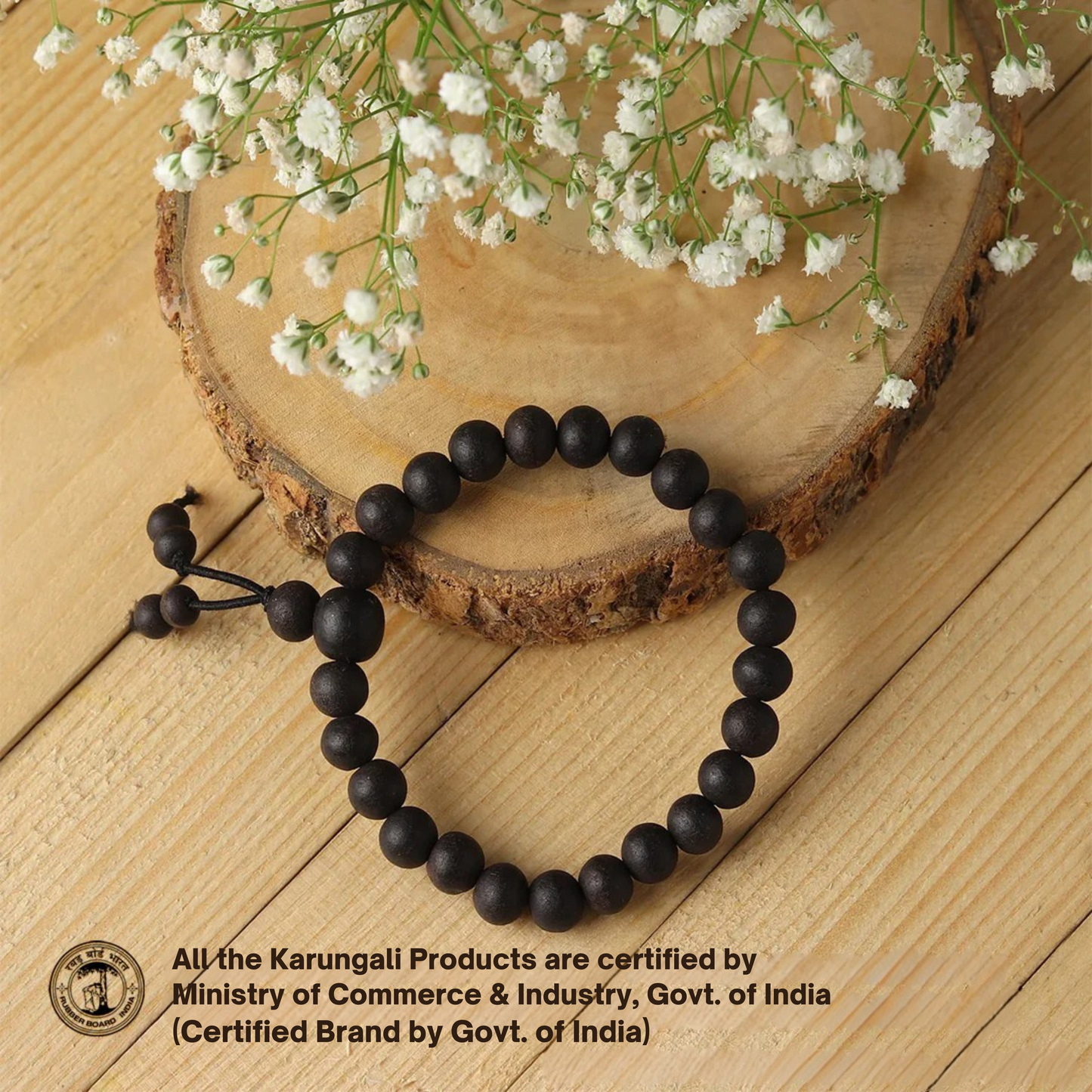 Karungali Malai Damru Bracelet with Govt. Certification