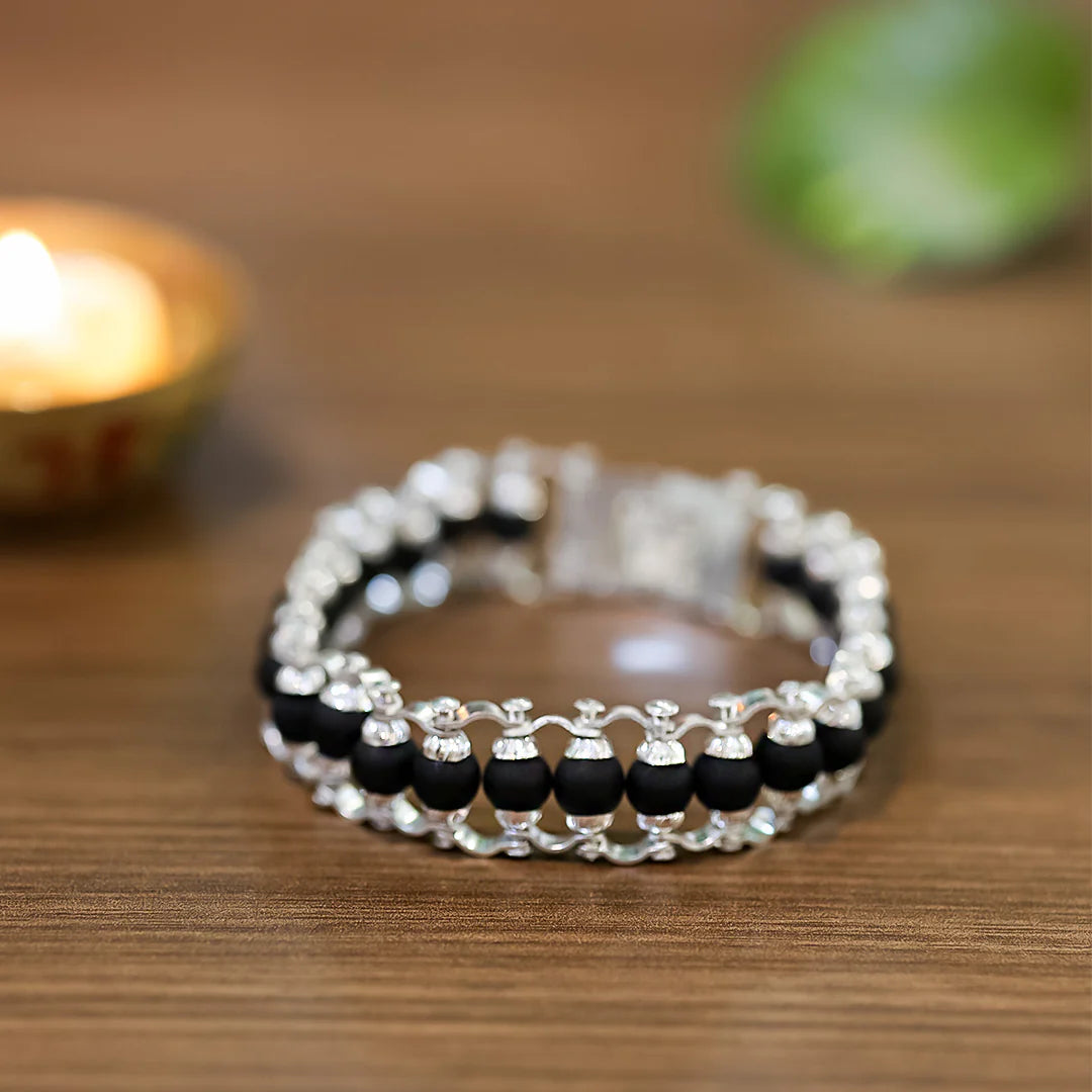 Karungali Malai Bracelet with Silver Cap with Govt. Certification