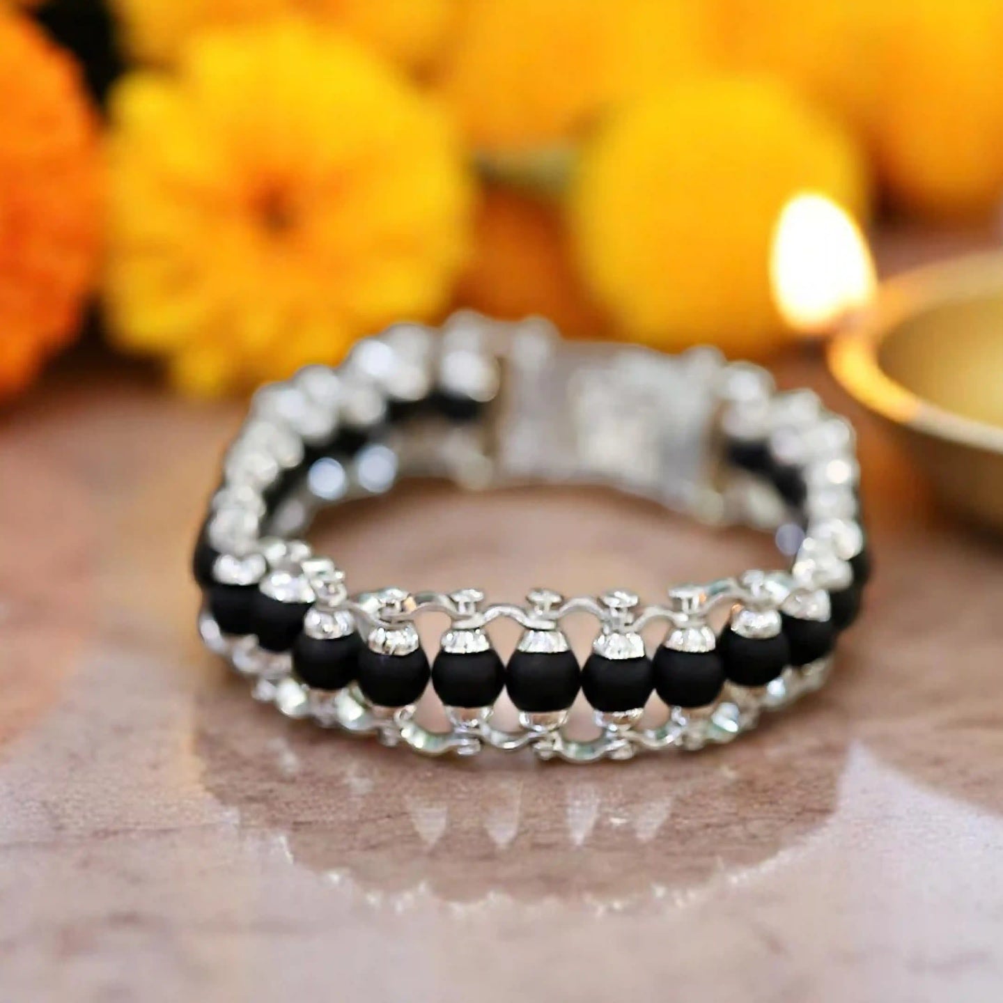 Karungali Malai Bracelet with Silver Cap with Govt. Certification