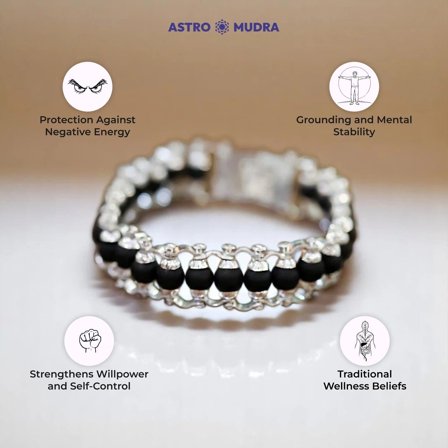 Karungali Malai Bracelet with Silver Cap with Govt. Certification