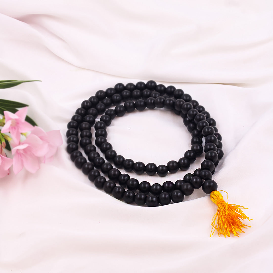 original Karugali Mala 108-Beads Ebony Wood With Govt.Certfied