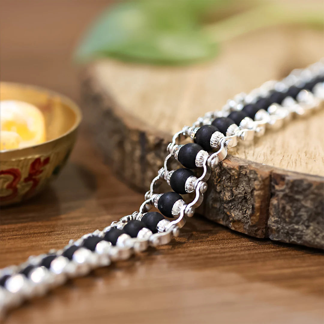 Karungali Malai Bracelet with Silver Cap with Govt. Certification