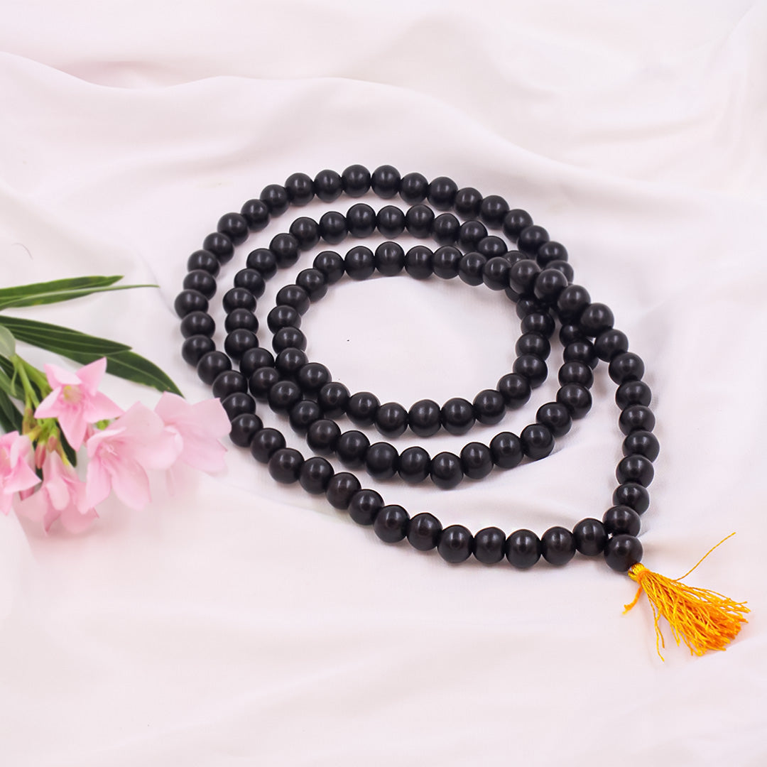 original Karugali Mala 108-Beads Ebony Wood With Govt.Certfied