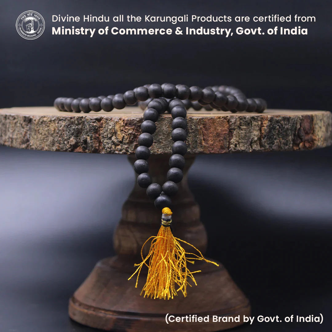 original Karugali Mala 108-Beads Ebony Wood With Govt.Certfied