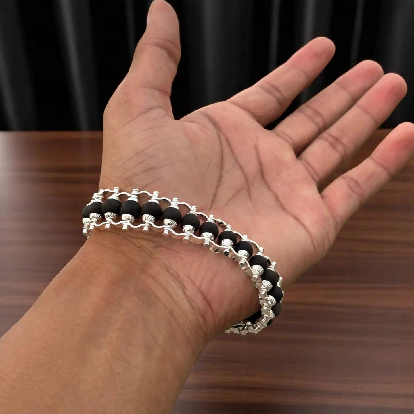 Karungali Malai Bracelet with Silver Cap with Govt. Certification